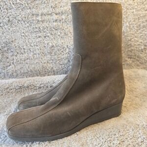 La Canadienne Elena Waterproof Wedge Bootie Taupe Suede Leather Women's 11M NEW